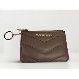 MICHAEL‎ KORS JET SET TRAVEL SMALL COIN POUCH ID HOLDER WALLET QUILTED BROWN